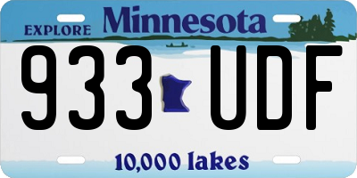 MN license plate 933UDF