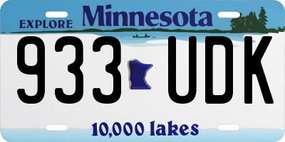 MN license plate 933UDK