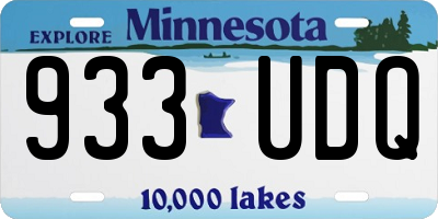 MN license plate 933UDQ