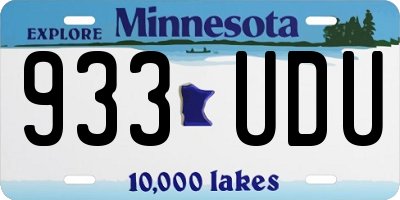 MN license plate 933UDU