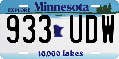 MN license plate 933UDW