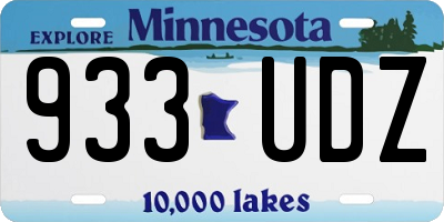 MN license plate 933UDZ