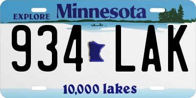 MN license plate 934LAK