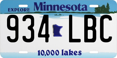 MN license plate 934LBC