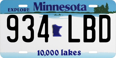 MN license plate 934LBD