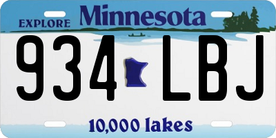 MN license plate 934LBJ