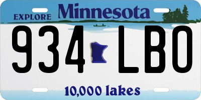 MN license plate 934LBO