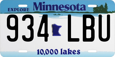 MN license plate 934LBU