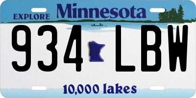 MN license plate 934LBW