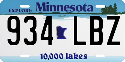 MN license plate 934LBZ