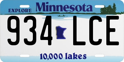 MN license plate 934LCE