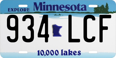 MN license plate 934LCF