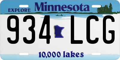 MN license plate 934LCG