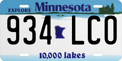 MN license plate 934LCO