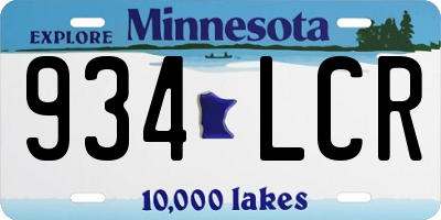 MN license plate 934LCR