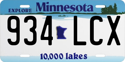 MN license plate 934LCX