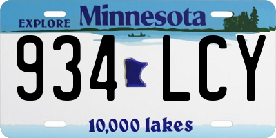 MN license plate 934LCY