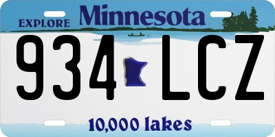 MN license plate 934LCZ