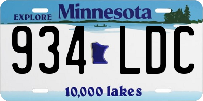 MN license plate 934LDC