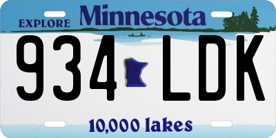 MN license plate 934LDK