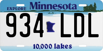 MN license plate 934LDL