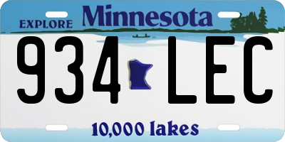 MN license plate 934LEC