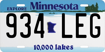 MN license plate 934LEG