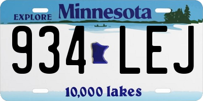 MN license plate 934LEJ