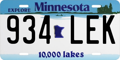 MN license plate 934LEK