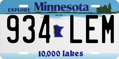 MN license plate 934LEM