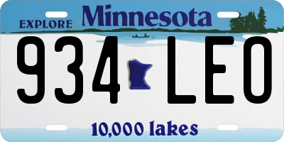 MN license plate 934LEO