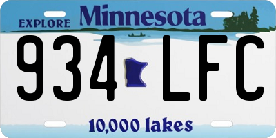 MN license plate 934LFC