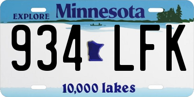 MN license plate 934LFK