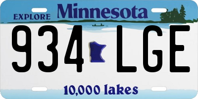 MN license plate 934LGE