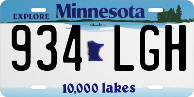 MN license plate 934LGH