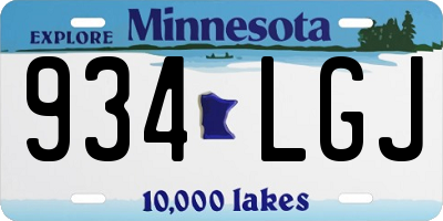 MN license plate 934LGJ