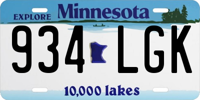 MN license plate 934LGK
