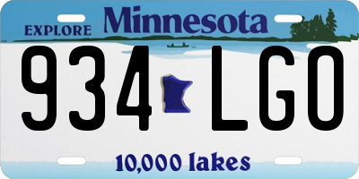 MN license plate 934LGO