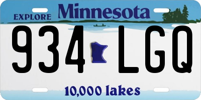 MN license plate 934LGQ