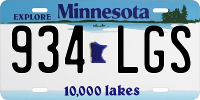 MN license plate 934LGS
