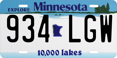 MN license plate 934LGW