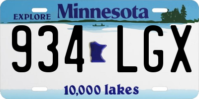 MN license plate 934LGX
