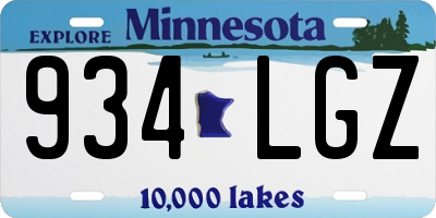 MN license plate 934LGZ