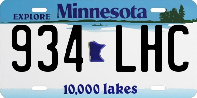 MN license plate 934LHC
