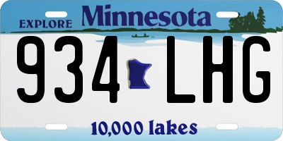 MN license plate 934LHG