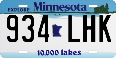 MN license plate 934LHK