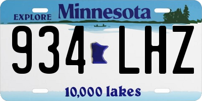 MN license plate 934LHZ