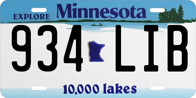 MN license plate 934LIB