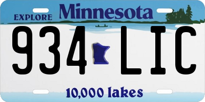 MN license plate 934LIC