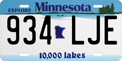 MN license plate 934LJE